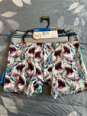 NWTS Wonder Nation Shark Print 3-Pack Boxer Briefs - Multicolor Sz XL 14-16